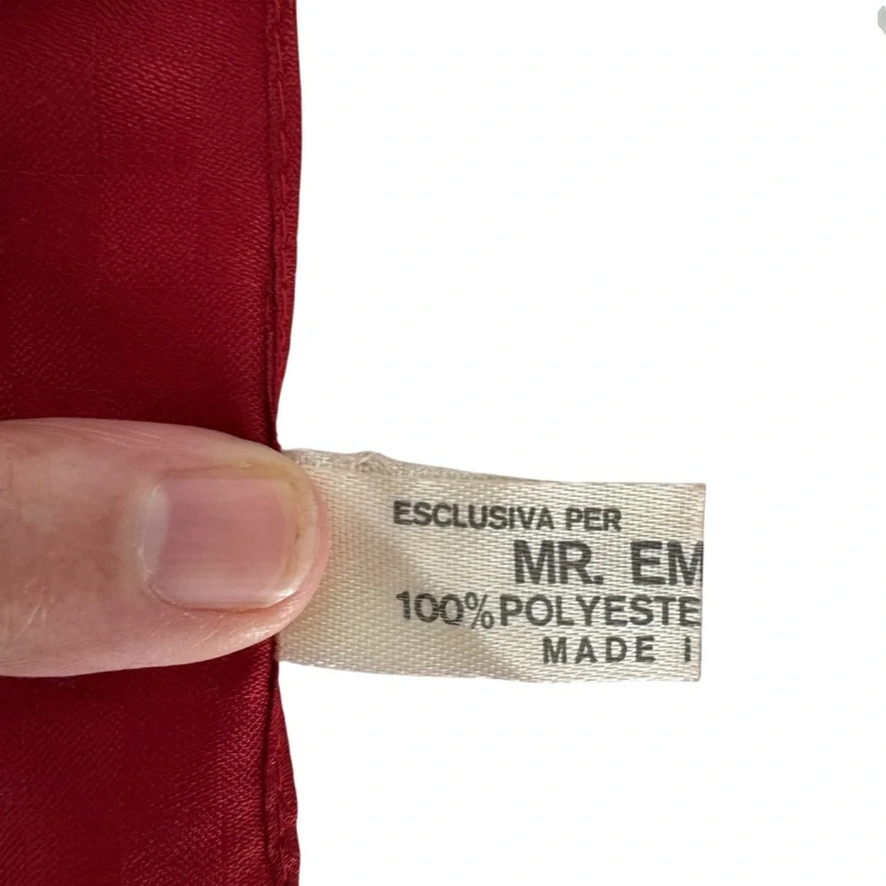 Mr Emperor Red 23.5” x 23.5” Monochromatic Polyester Scarf. Made in Italy